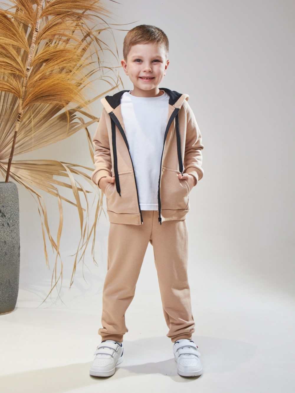 328-К. Костюм детский  на молнии, капучино хлопок 65%, 35% ПЭ, 3-х нитка без начеса 98,104,110,116