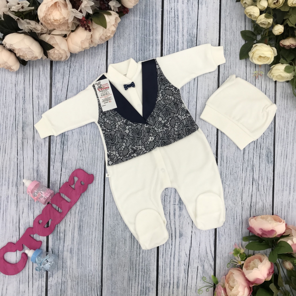 261-С. Комбинезон с шапкой, хлопок 80% велюр 20%  ПЭ