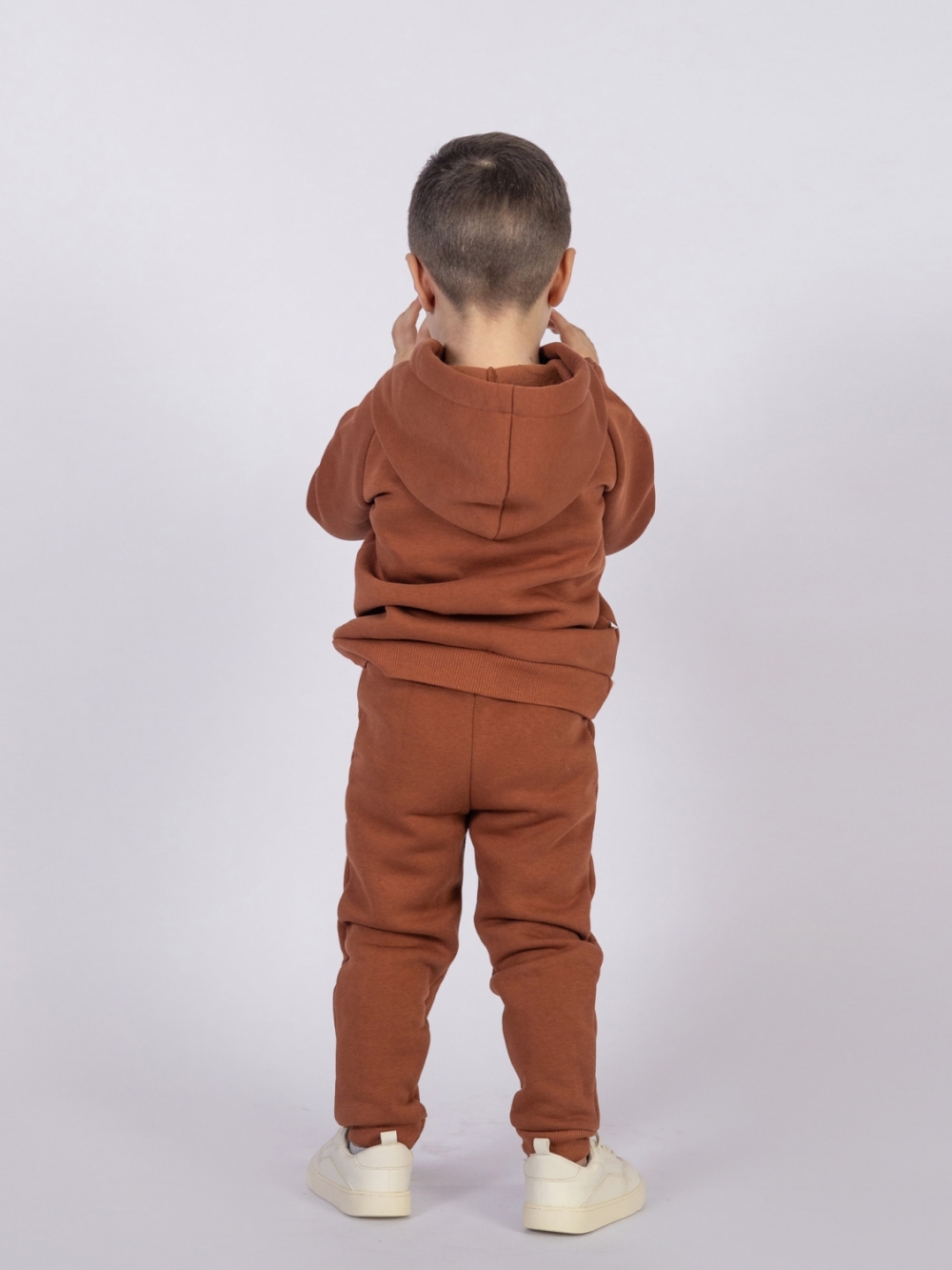 296-ТР. Свитшот с капюшоном  + Штаны, хлопок 65%, 35% ПЭ, 3-х нитка (начес) терракот 122,128,134,140