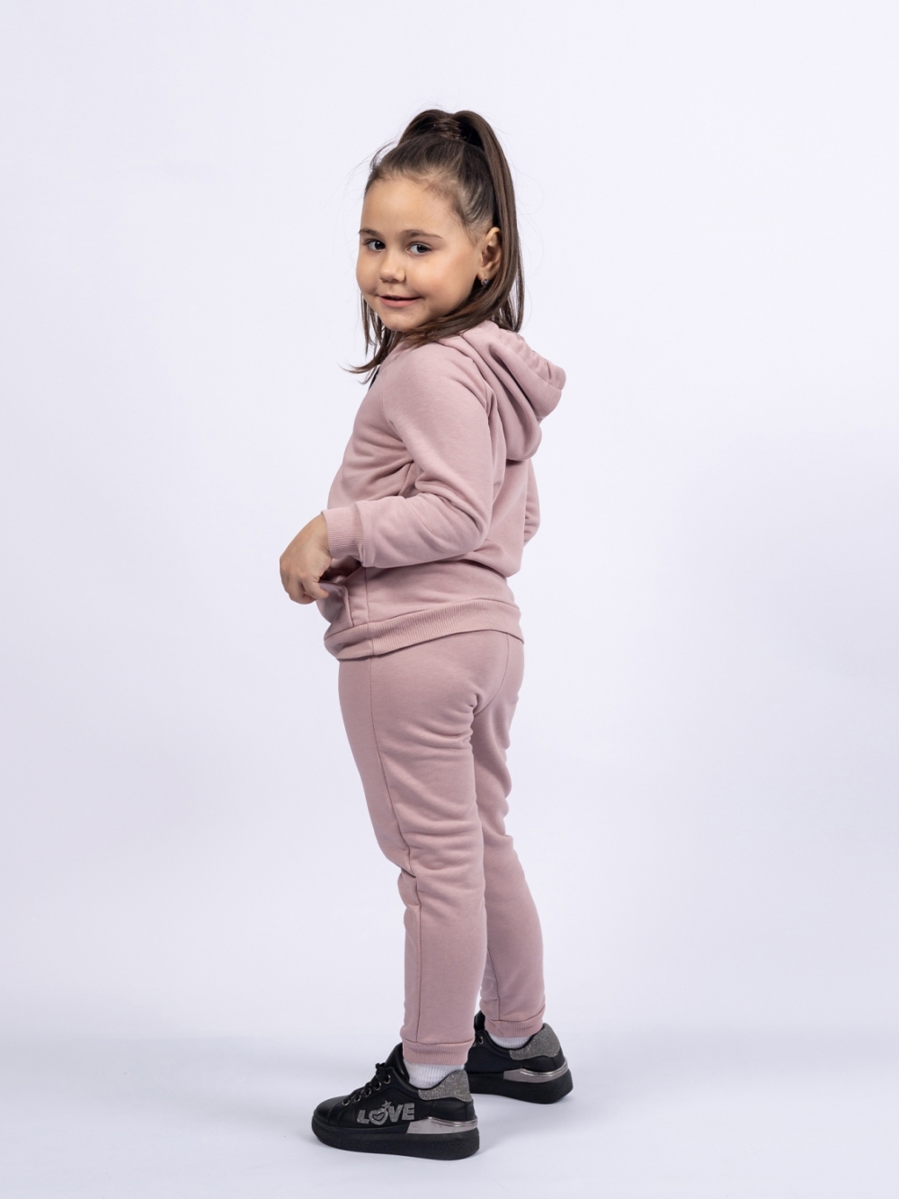 311-ПУ. Свитшот с капюшоном + Штаны, хлопок 65%, 35% ПЭ, 3-х нитка ( без начеса) пудра 122,128,134,140