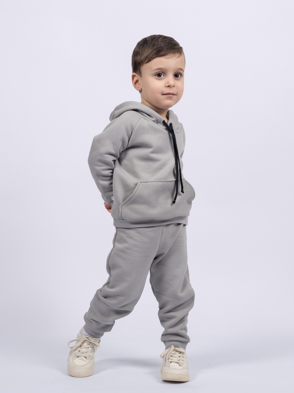 311-ГР. Свитшот с капюшоном + Штаны, хлопок 65%, 35% ПЭ, 3-х нитка ( без начеса) графит 98,104,110,116