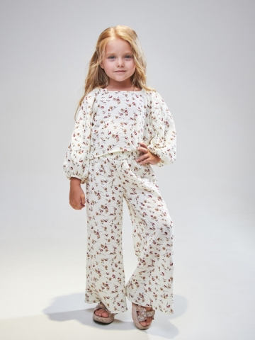 Купить оптом 329-ЦВ1. Костюм детский Палаццо, цветной, хлопок 100%  муслин, размеры 98,104,110,116 в Краснодаре