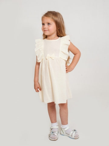 Купить 322-СЛ. Платье из муслина детское, хлопок 100% сливочный, р. 98,104,110,116 в Краснодаре