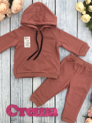 Купить оптом 311-ТР. Свитшот с капюшоном + Штаны, хлопок 65%, 35% ПЭ, 3-х нитка ( без начеса) терракот 98,104,110,116 в Краснодаре
