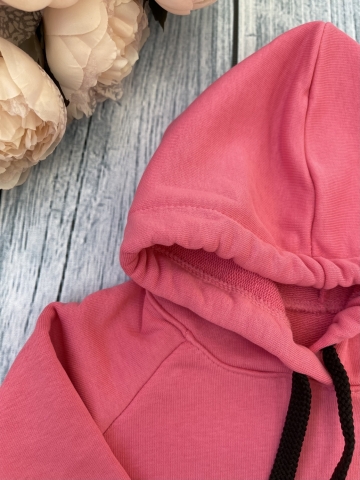 311-М. Свитшот с капюшоном + Штаны, хлопок 65%, 35% ПЭ, 3-х нитка ( без начеса) малина 98,104,110,116