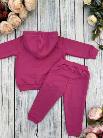 311-Ф. Свитшот с капюшоном + Штаны, хлопок 65%, 35% ПЭ, 3-х нитка ( без начеса) фуксия 80,86,92