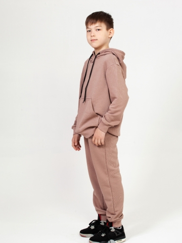 311-Ш. Свитшот с капюшоном + Штаны, хлопок 65%, 35% ПЭ, 3-х нитка ( без начеса) шоколад 122, 128, 134, 140