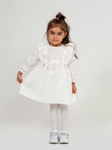 Купить 321-МО. Платье из муслина детское, хлопок 100% молочный, р. 74,80,86,92 в Краснодаре
