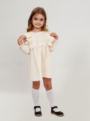 Купить 321-СЛ. Платье из муслина детское, хлопок 100% сливочный, р. 98,104,110,116 в Краснодаре