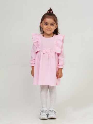 Купить 321-Р. Платье из муслина детское, хлопок 100% розовый, р. 98,104,110,116 в Краснодаре