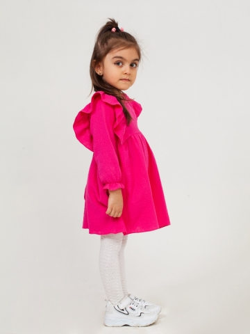 321-Ф. Платье из муслина детское, хлопок 100% фуксия, р. 98,104,110,116